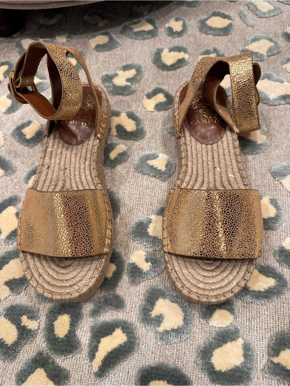Vince Camuto Metallic Gold Ankle-Strap Espadrille Sandals - NEVER WORN!